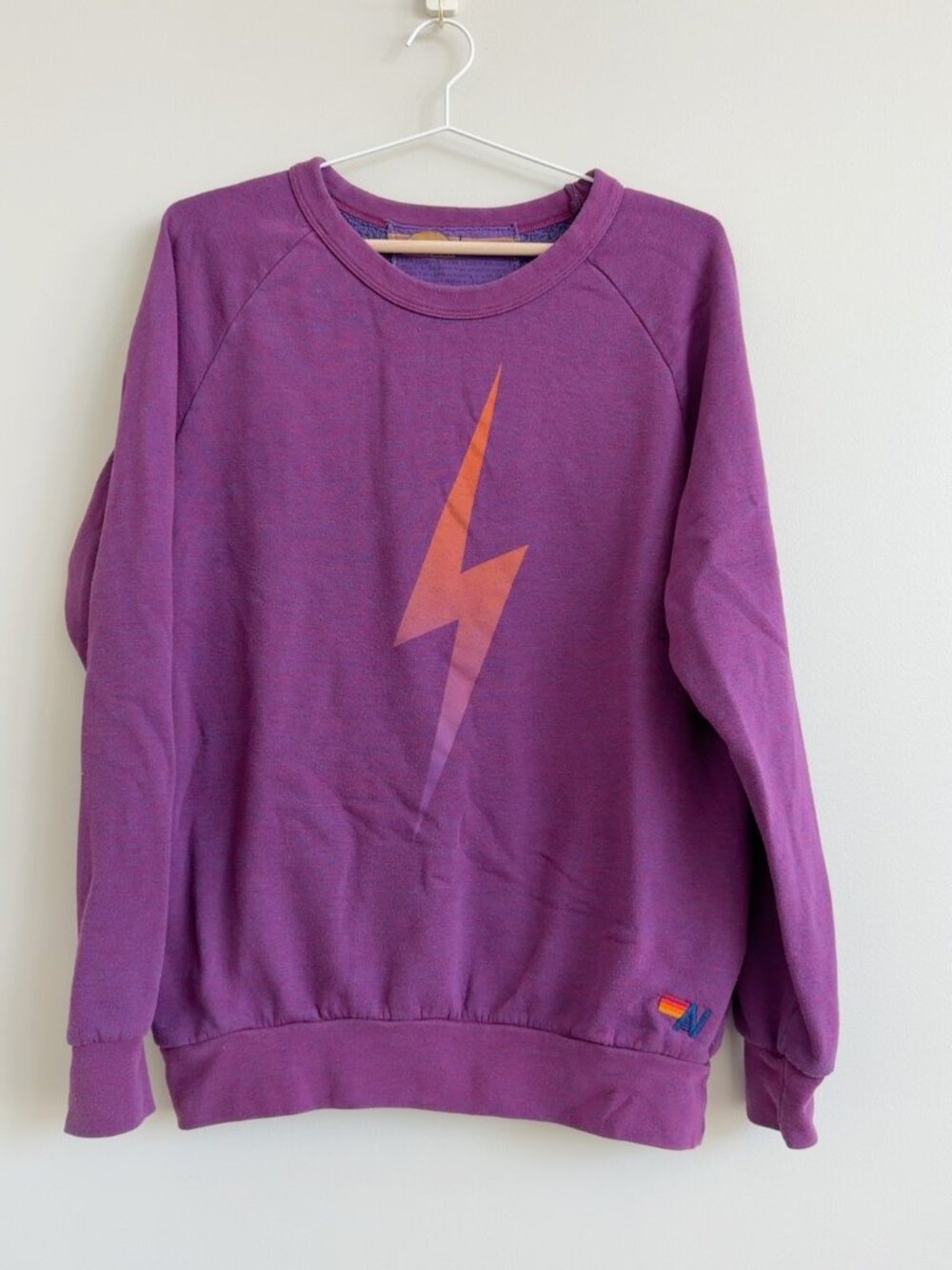 Aviator Nation • Purple Lightning Bolt Crewneck Sweatshirt | Size L USA Made